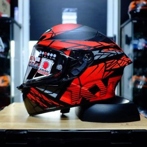 หมวกกันน็อค KYT รุ่น TT-Revo COMBUSTION MATT Red ชิลด์หน้าสีใส รูปทรงสปอร์ต แถมสปอยเลอร์ทุกใบ