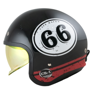 Alternative view of หมวกกันน็อค ID CR-1 Cafe Racer ดำเงา หมวกกันน็อควินเทจคลาสสิคครึ่งใบ มีแว่นด้านใน