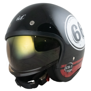 หมวกกันน็อค ID CR-1 Cafe Racer ดำเงา หมวกกันน็อควินเทจคลาสสิคครึ่งใบ มีแว่นด้านใน