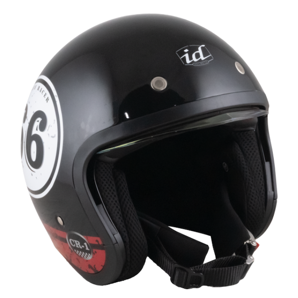 หมวกกันน็อค ID CR-1 Cafe Racer ดำเงา หมวกกันน็อควินเทจคลาสสิคครึ่งใบ มีแว่นด้านใน - Image 3