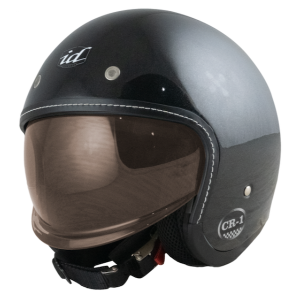 หมวกกันน็อค ID CR-1 Custom ดำเกล็ดเงา หมวกกันน็อควินเทจคลาสสิคครึ่งใบ มีแว่นด้านใน
