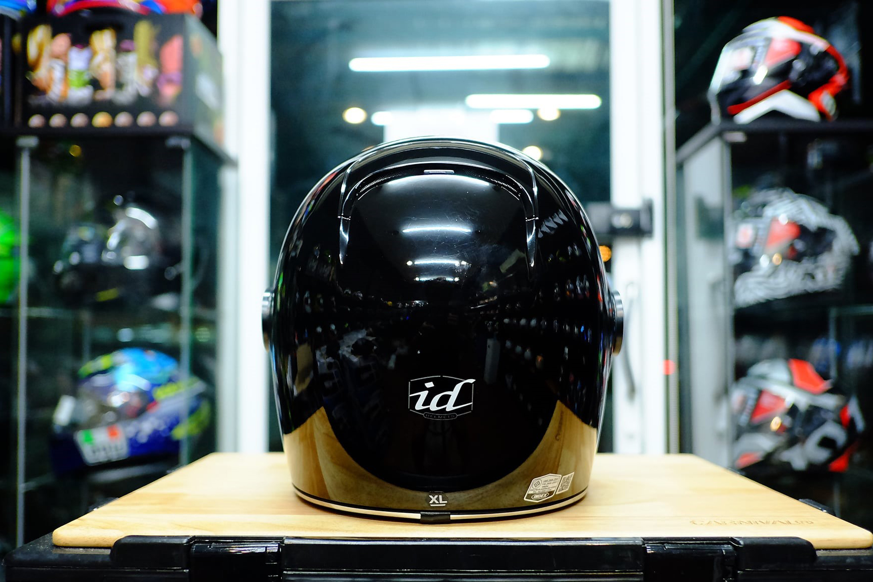 หมวกกันน็อค ID Rocket ดำเงา หมวกกันน็อควินเทจ แถมชิลด์ดำ - Image 4