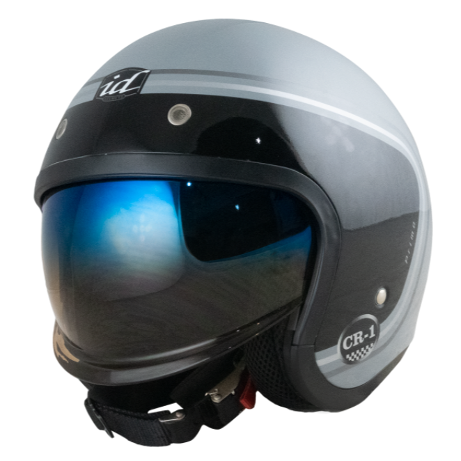 หมวกกันน็อค ID CR-1 Primo เทาแลมโบ หมวกกันน็อควินเทจคลาสสิคครึ่งใบ มีแว่นด้านใน