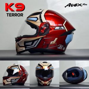 หมวกกันน็อค AVEX รุ่น K9 Terror แดง นวมใหม่ ทรงสปอร์ตทัวริ่ง มีแว่นกันแดดด้านใน