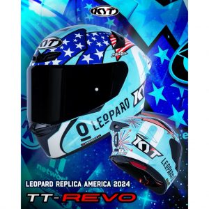 หมวกกันน็อค KYT รุ่น TT-Revo Leopard America 2024 ชิลด์หน้าสีใส รูปทรงสปอร์ต แถมสปอยเลอร์ทุกใบ